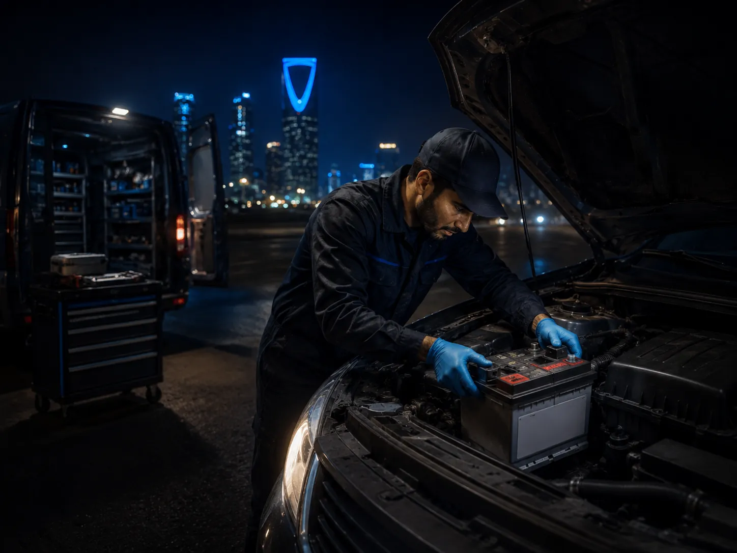 خدمة بطاريات سيارات متنقلة